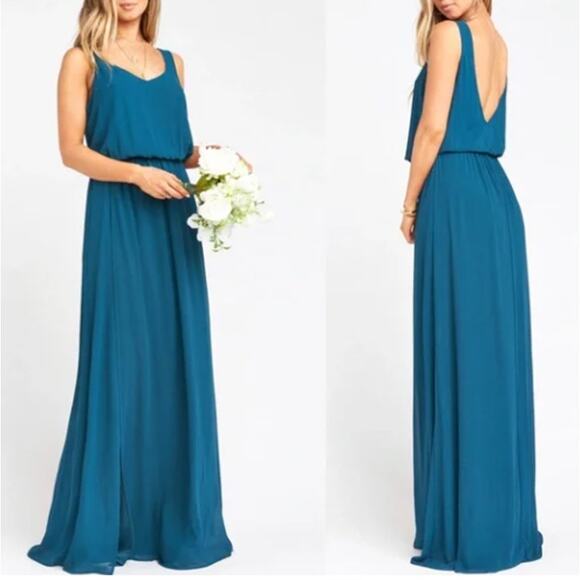 NWT Show Me Your Mumu Kendall Maxi Dress in Deep Jade Chiffon - Picture 1 of 6